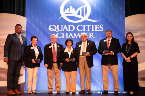 Chamber ambassadors at annual meeting accepting award